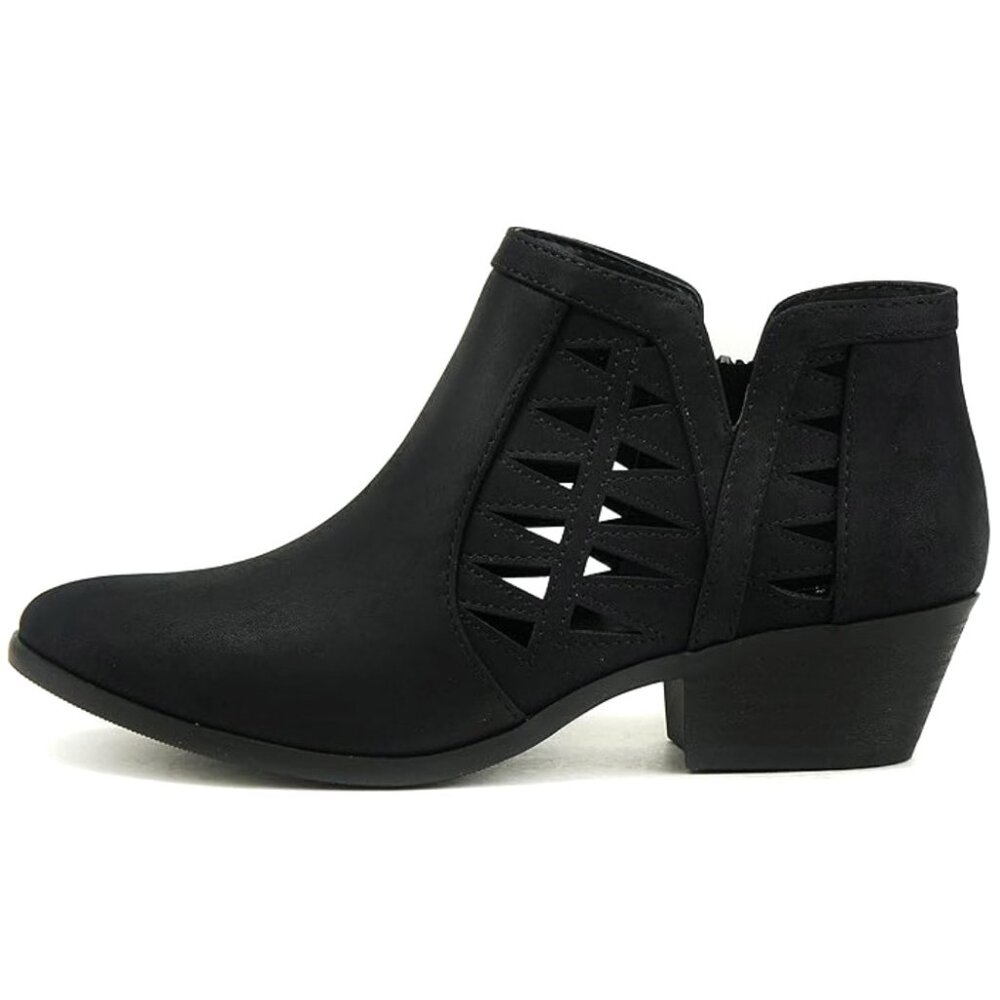 New Black Cutout Western Ankle Boots